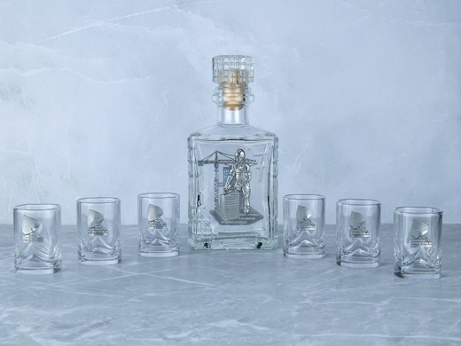 Изображение №1 | Набор со штофом «Строительный» (прозрачный/серебристый)