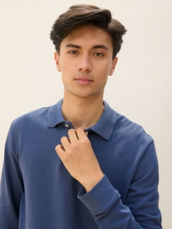 Изображение №5 | Рубашка поло унисекс с длинным рукавом Pacific LSL, синяя (джинс), размер XS