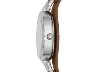 Изображение №2 | Часы наручные, женские (корпус- серебристый, циферблат- серебристый, крепление- темно-коричневый)