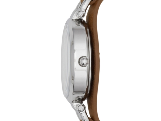 Изображение №2 | Часы наручные, женские (корпус- серебристый, циферблат- серебристый, крепление- темно-коричневый)