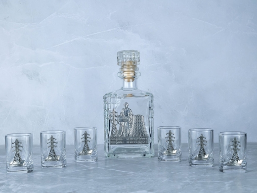 Изображение №1 | Набор со штофом «Энергетики» (прозрачный/серебристый)