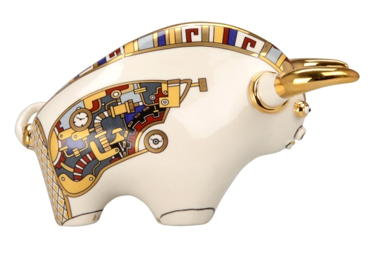 Изображение №2 | Скульптура «Бык» (белый/разноцветный)