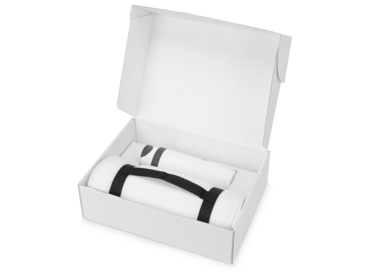 Изображение №2 | Подарочный набор Cozy с пледом и термокружкой (белый/темно-серый/черный)