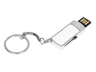 Изображение №2 | USB 2.0- флешка на 16 Гб с выдвижным механизмом и мини чипом 16Gb (серебристый/белый)