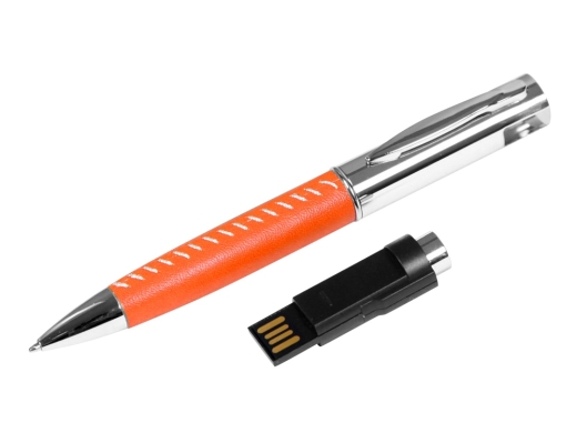 Изображение №2 | USB 2.0- флешка на 16 Гб в виде ручки с мини чипом 16Gb (оранжевый/серебристый)