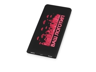 Изображение №1 | Внешний аккумулятор с подсветкой логотипа «Faros», soft-touch, 4000 mAh (черный)