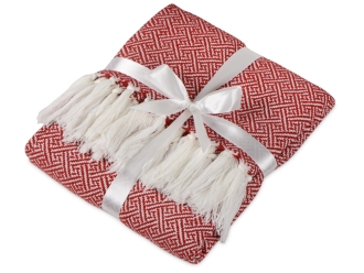 Изображение №1 | Плед акриловый с белой бахромой «Tassel» (красный)