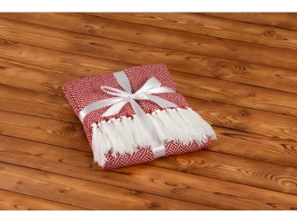 Изображение №5 | Плед акриловый с белой бахромой «Tassel» (красный)