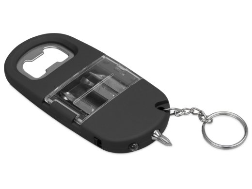 Изображение №3 | Брелок-открывалка с отвертками и фонариком «Uni» софт-тач (черный)