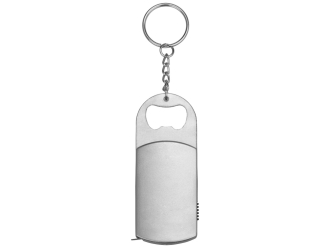 Изображение №3 | Брелок-открывалка с рулеткой и фонариком «Open» (серебристый)