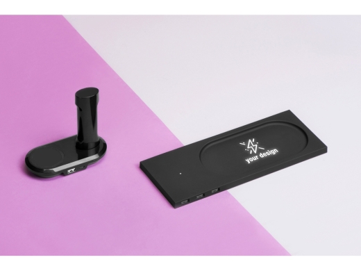 Изображение №10 | Беспроводное настольное зарядное устройство «Glide» с подсветкой, soft-touch (черный)