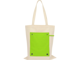 Изображение №10 | Складная хлопковая сумка для шопинга «Gross» с карманом, 180 г/м2 (натуральный/зеленое яблоко)