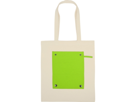 Изображение №11 | Складная хлопковая сумка для шопинга «Gross» с карманом, 180 г/м2 (натуральный/зеленое яблоко)