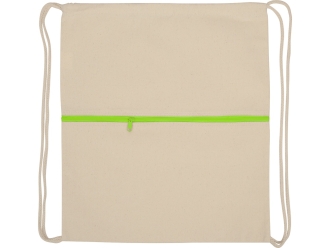 Изображение №4 | Рюкзак-мешок хлопковый «Lark» с цветной молнией (натуральный/зеленое яблоко)