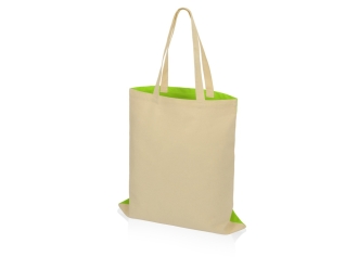 Изображение №3 | Сумка для шопинга «Twin» двухцветная из хлопка, 180 г/м2 (зеленое яблоко/натуральный)