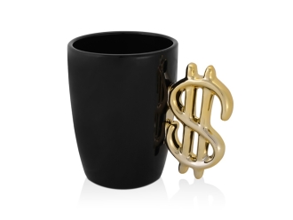 Изображение №1 | Кружка «Доллар» (черный/золотистый)