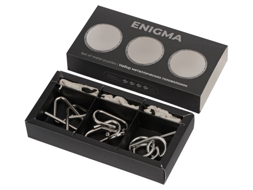 Изображение №2 | Набор из 3 металлических головоломок в мешочках «Enigma» (серебристый)