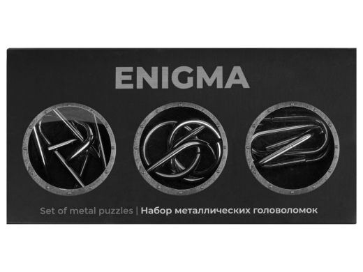 Изображение №5 | Набор из 3 металлических головоломок в мешочках «Enigma» (серебристый)