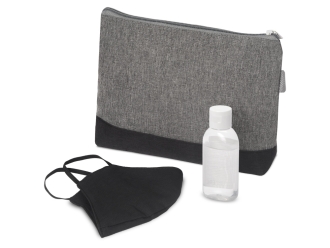 Изображение №1 | Набор средств индивидуальной защиты «Практичный» (косметичка- серый/черный, маска- черный, антисептик- прозрачный)