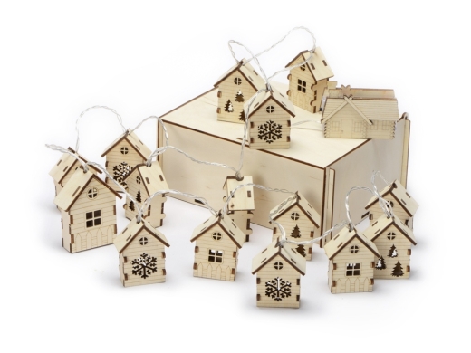 Изображение №1 | Елочная гирлянда с лампочками «Зимняя сказка» в деревянной подарочной коробке (натуральный)