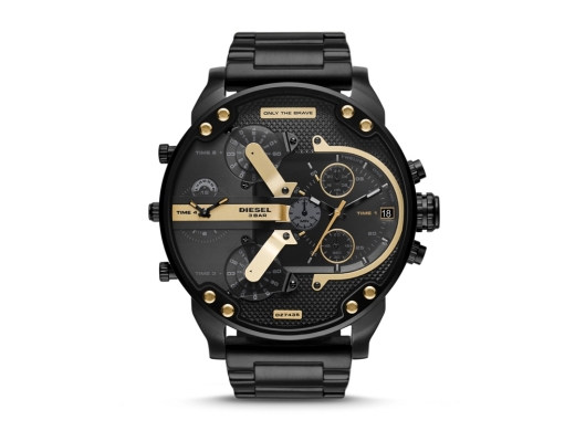 Изображение №1 | Часы наручные, мужские (корпус- черный, циферблат- черный, крепление- черный/желтое золото)