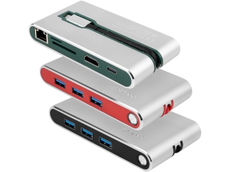 Изображение №4 | Хаб 8-в-1 Type-C «Hermes», USB 3.0 x 3, Type-C PD, HDMI, LAN, картридер (красный)