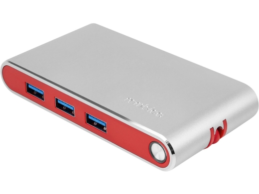 Изображение №1 | Хаб 8-в-1 Type-C «Hermes», USB 3.0 x 3, Type-C PD, HDMI, LAN, картридер (красный)