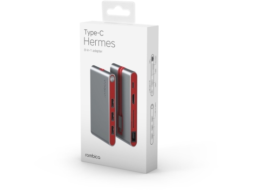 Изображение №5 | Хаб 8-в-1 Type-C «Hermes», USB 3.0 x 3, Type-C PD, HDMI, LAN, картридер (красный)