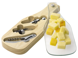 Изображение №2 | Набор аксессуаров для вина со стеклянной крышкой «Pinotage» (натуральный, серебристый/черный)