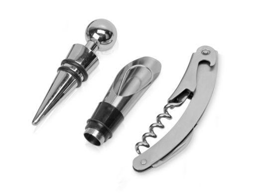 Изображение №5 | Набор аксессуаров для вина со стеклянной крышкой «Pinotage» (натуральный, серебристый/черный)