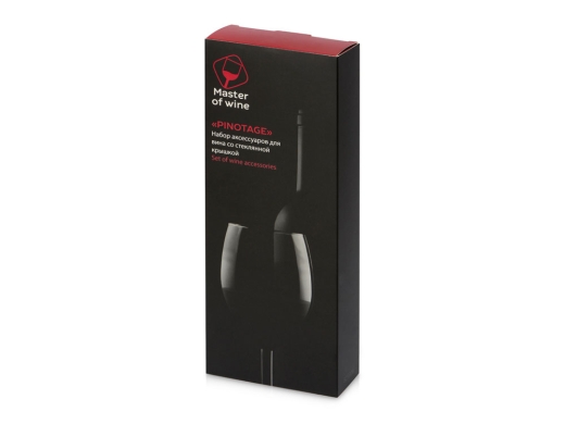 Изображение №10 | Набор аксессуаров для вина со стеклянной крышкой «Pinotage» (натуральный, серебристый/черный)