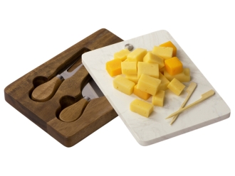 Изображение №2 | Набор для сыра в коробке из акации и мрамора «Fontina» (натуральный/серебристый/белый)