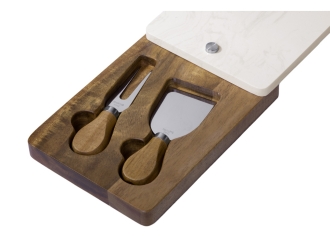 Изображение №3 | Набор для сыра в коробке из акации и мрамора «Fontina» (натуральный/серебристый/белый)