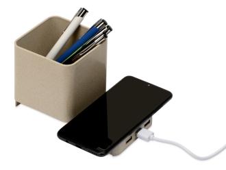 Изображение №1 | Настольный органайзер Cubic с функциями USB-хаба и беспроводной зарядки (натуральный)