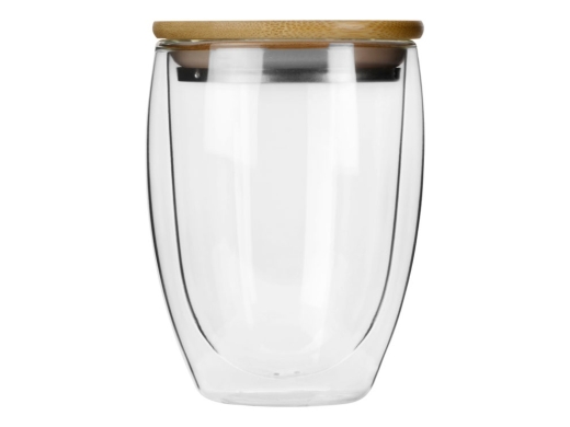 Изображение №3 | Стакан с двойными стенками и бамбуковой крышкой «Valday» (прозрачный, коричневая крышка)