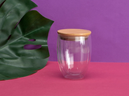 Изображение №6 | Стакан с двойными стенками и бамбуковой крышкой «Valday» (прозрачный, коричневая крышка)
