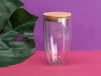 Изображение №8 | Стакан с двойными стенками и бамбуковой крышкой «Batur» (прозрачный, коричневая крышка)