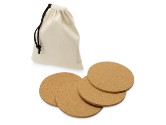 Изображение №1 | Набор костеров из пробки в хлопковом мешке «Bali» (натуральный)