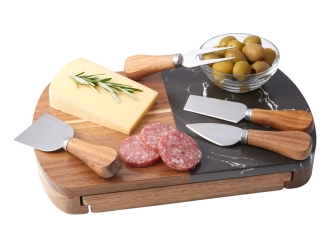 Изображение №5 | Набор для сыра в подарочной коробке из акации и мрамора «Date» (натуральный)