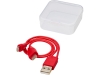 Изображение №1 | Двусторонний кабель для зарядки Ario «3-в-1» в тканевой оплетке (красный)