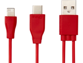 Изображение №5 | Двусторонний кабель для зарядки Ario «3-в-1» в тканевой оплетке (красный)