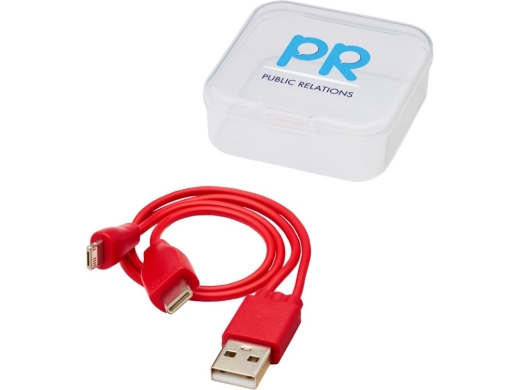 Изображение №6 | Двусторонний кабель для зарядки Ario «3-в-1» в тканевой оплетке (красный)