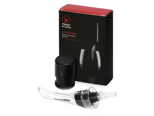 Изображение №2 | Набор для вина с аэратором и вакуумной пробкой «Positano» (черный/прозрачный)