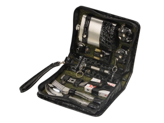 Изображение №1 | Набор «Дорожный» на 2 персоны (аксессуары- серебристый, барсетка- черный)