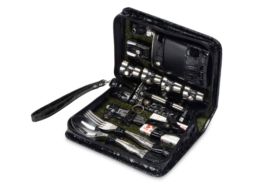 Изображение №1 | Набор «Дорожный» на 4 персоны (аксессуары- серебристый, барсетка- черный)