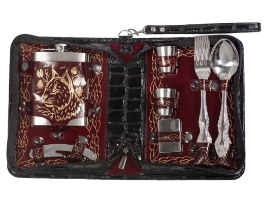 Изображение №13 | Набор «Дорожный» на 4 персоны (аксессуары- серебристый, барсетка- черный/бордовый)