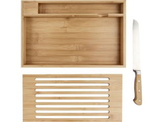 Изображение №4 | Бамбуковая разделочная доска « Pao» с ножом (натуральный, серебристый)