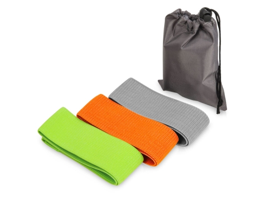 Изображение №1 | Набор тканевых фитнес-резинок «Fit» (зеленый, оранжевый, серый)