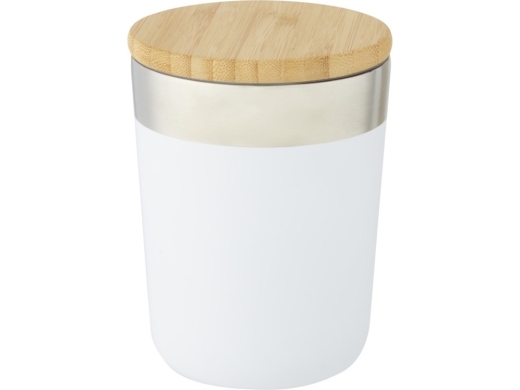 Изображение №3 | Кружка с вакуумной изоляцией и бамбуковой крышкой «Lagan» (белый/серебристый/натуральный)