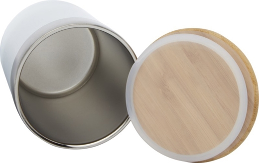 Изображение №4 | Кружка с вакуумной изоляцией и бамбуковой крышкой «Lagan» (белый/серебристый/натуральный)